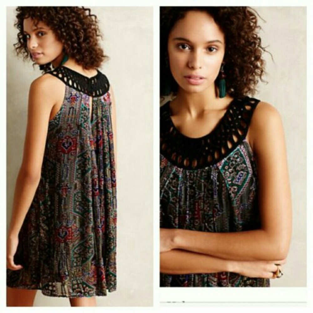 Anthropologie Velvet Sleeveless Swing Dress